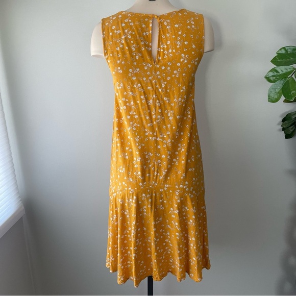 Ichi Mustard Yellow Floral Sleeveless Tank Midi Dress Drop Waist Size 38 - Picture 2 of 9